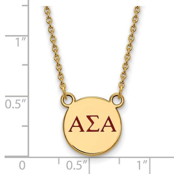 14K Plated Silver Alpha Sigma Alpha Small Red Enamel Necklace - Picture 2 of 6
